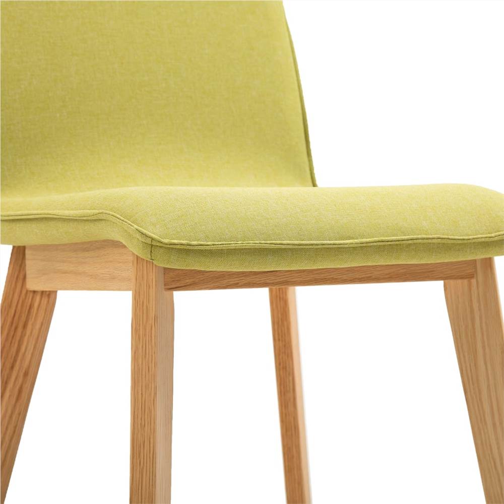 Dining Chairs 6 pcs Green Fabric and Solid Oak Wood