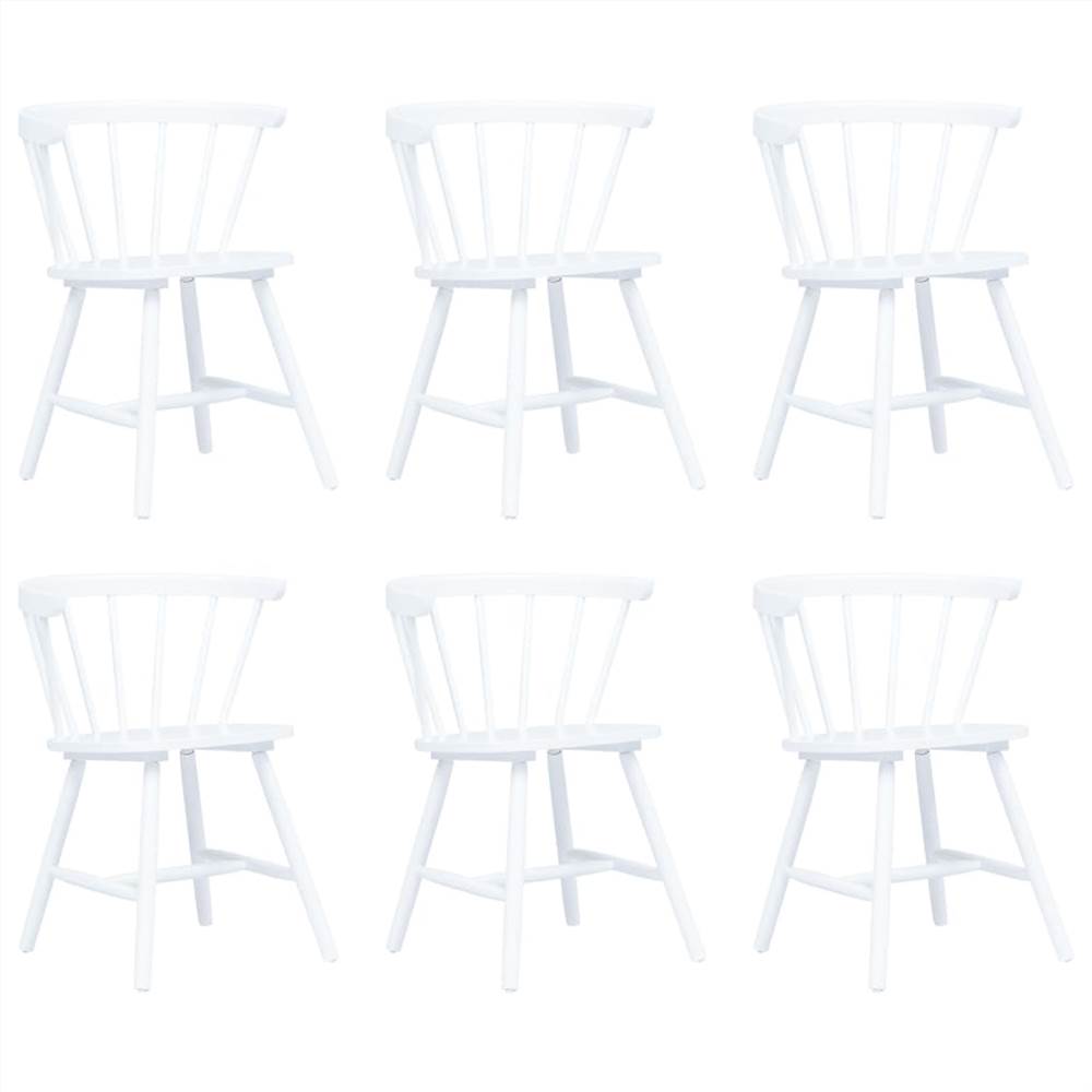 

Dining Chairs 6 pcs White Solid Rubber Wood