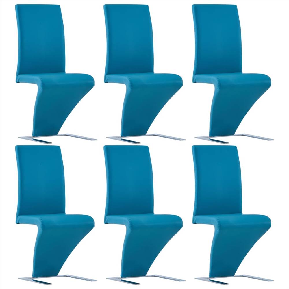 

Dining Chairs with Zigzag Shape 6 pcs Blue Faux Leather