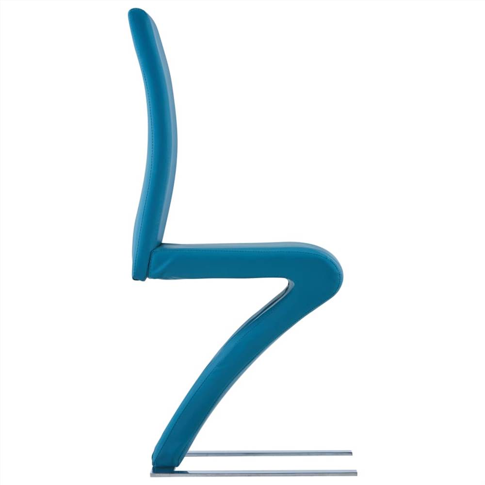 Dining Chairs with Zigzag Shape 6 pcs Blue Faux Leather
