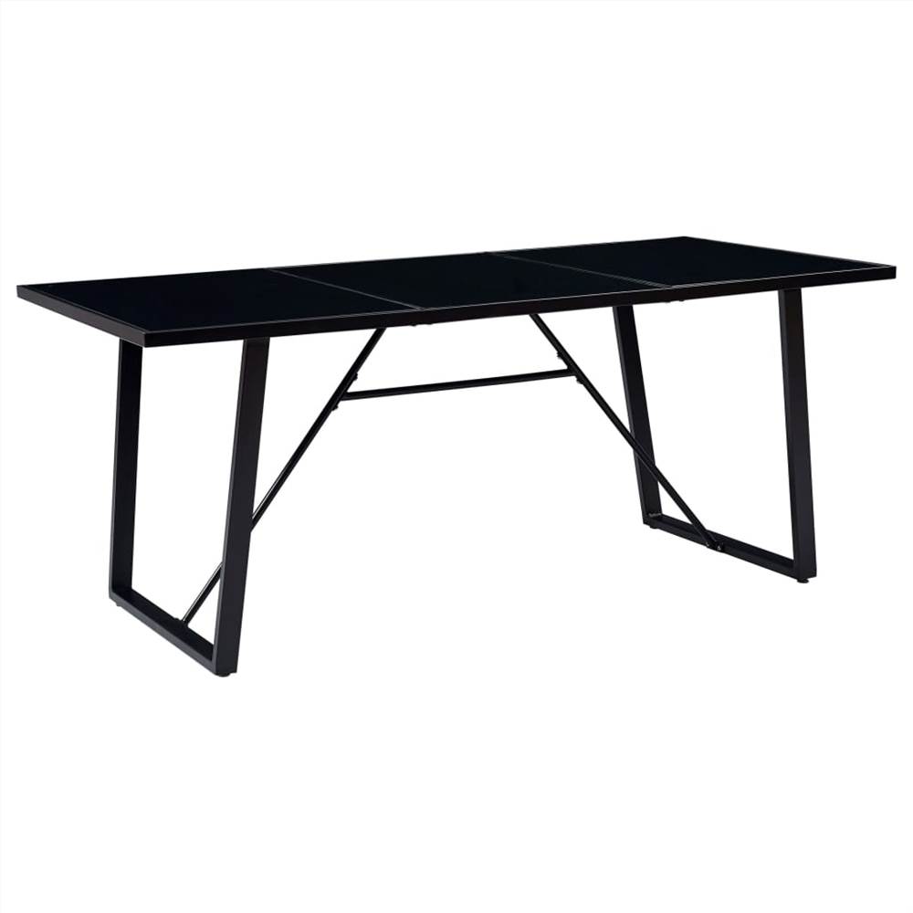 Dining Table Black 180x90x75 cm Tempered Glass