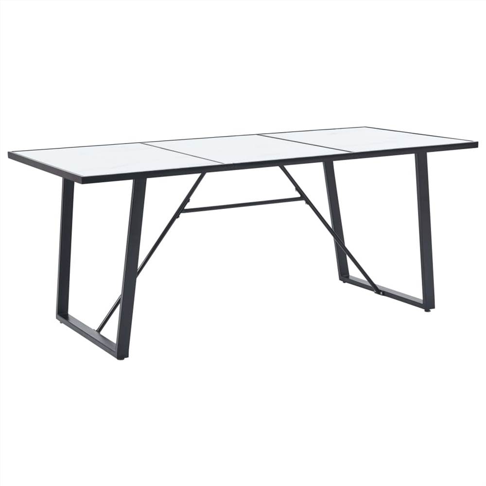 

Dining Table White 200x100x75 cm Tempered Glass