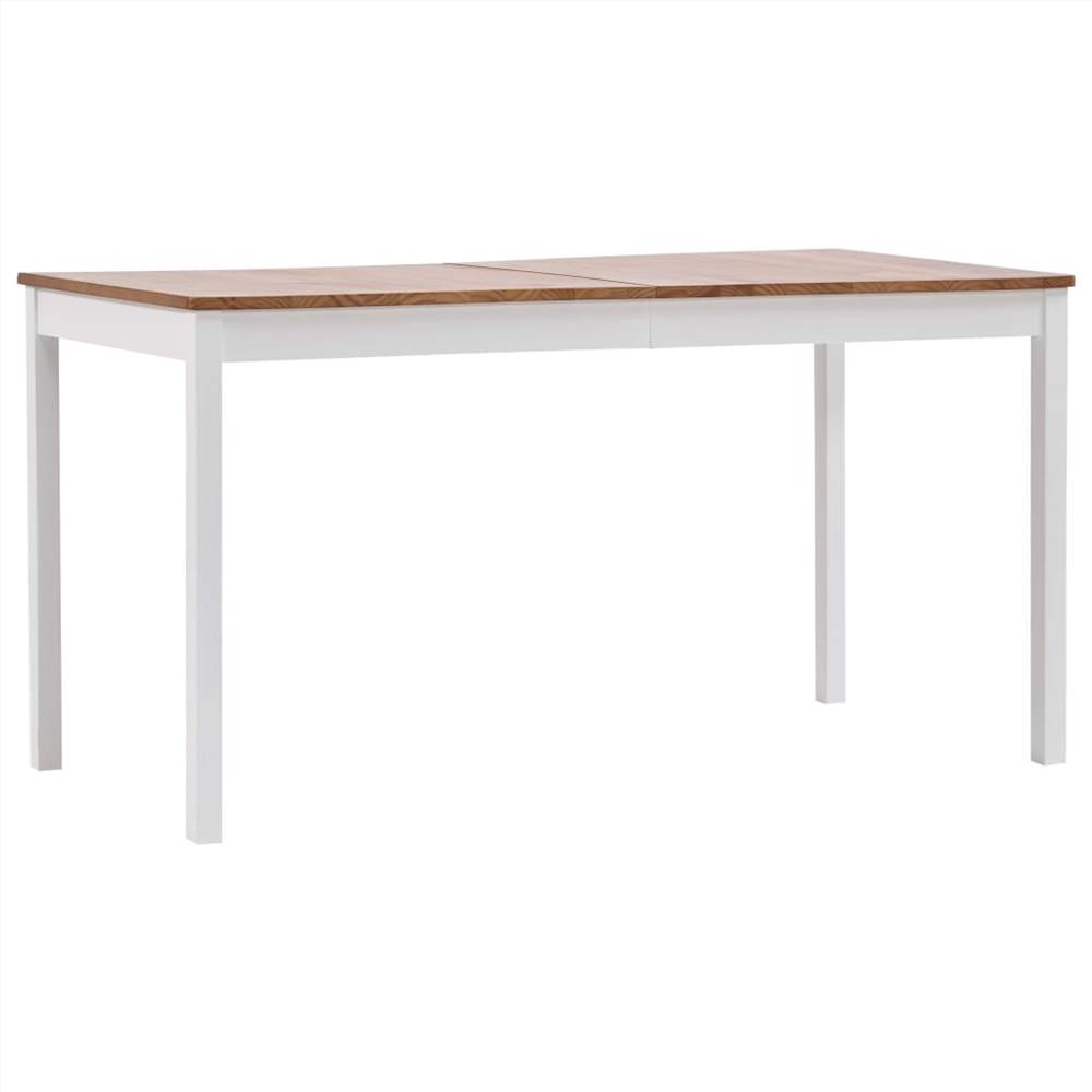 

Dining Table White and Brown 140x70x73 cm Pinewood