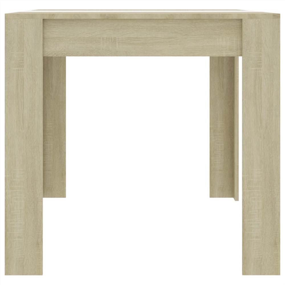 Dining Table White and Sonoma Oak 160x80x76 cm Chipboard