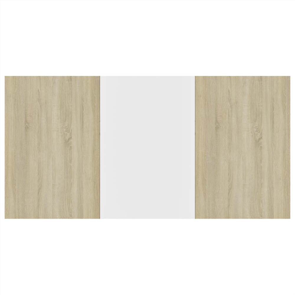 Dining Table White and Sonoma Oak 160x80x76 cm Chipboard