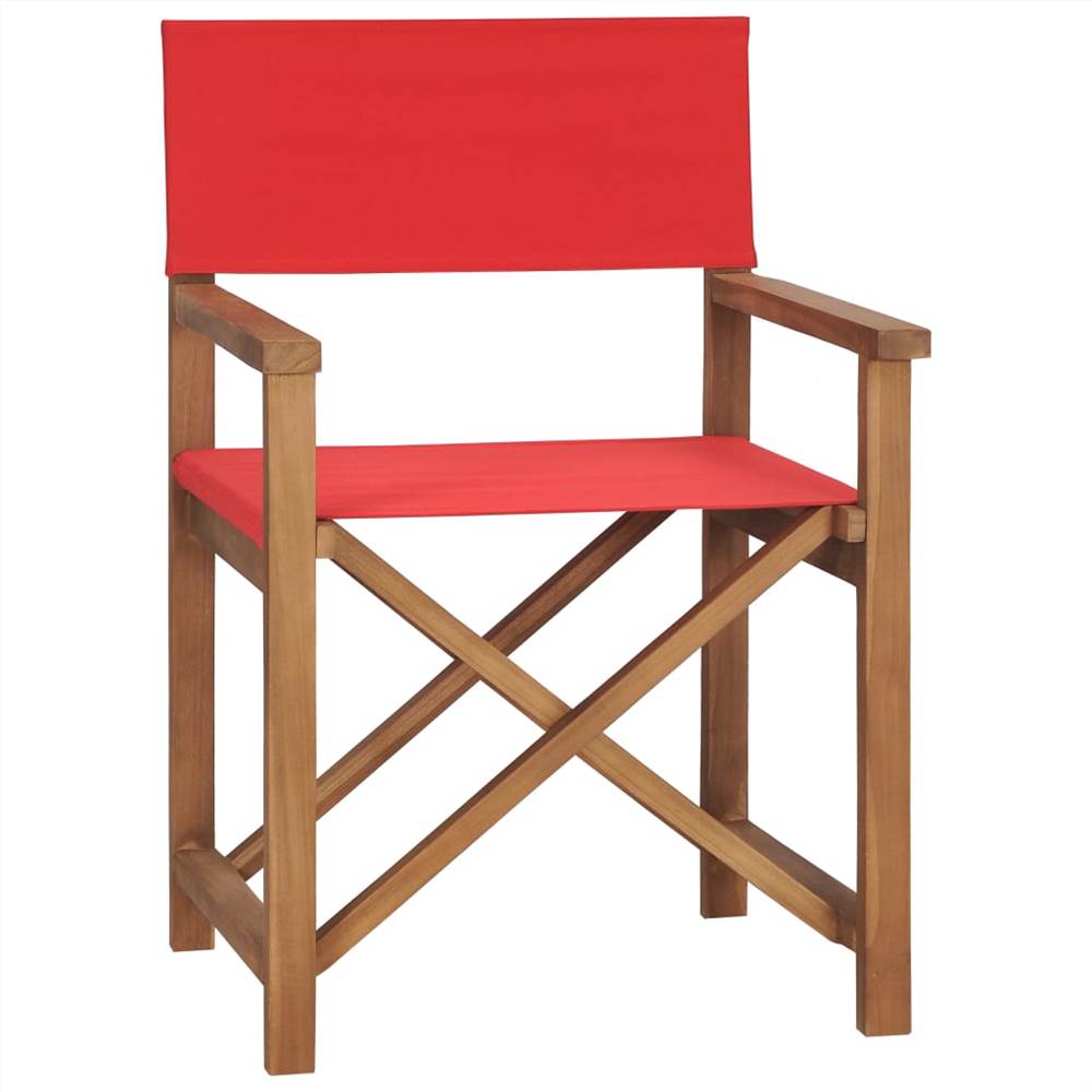 Director&#39;s Chair Solid Teak Wood Red