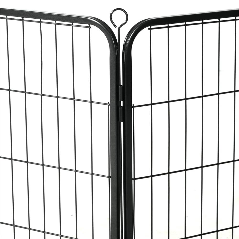Dog Playpen 16 Panels Steel 80x80 cm Black
