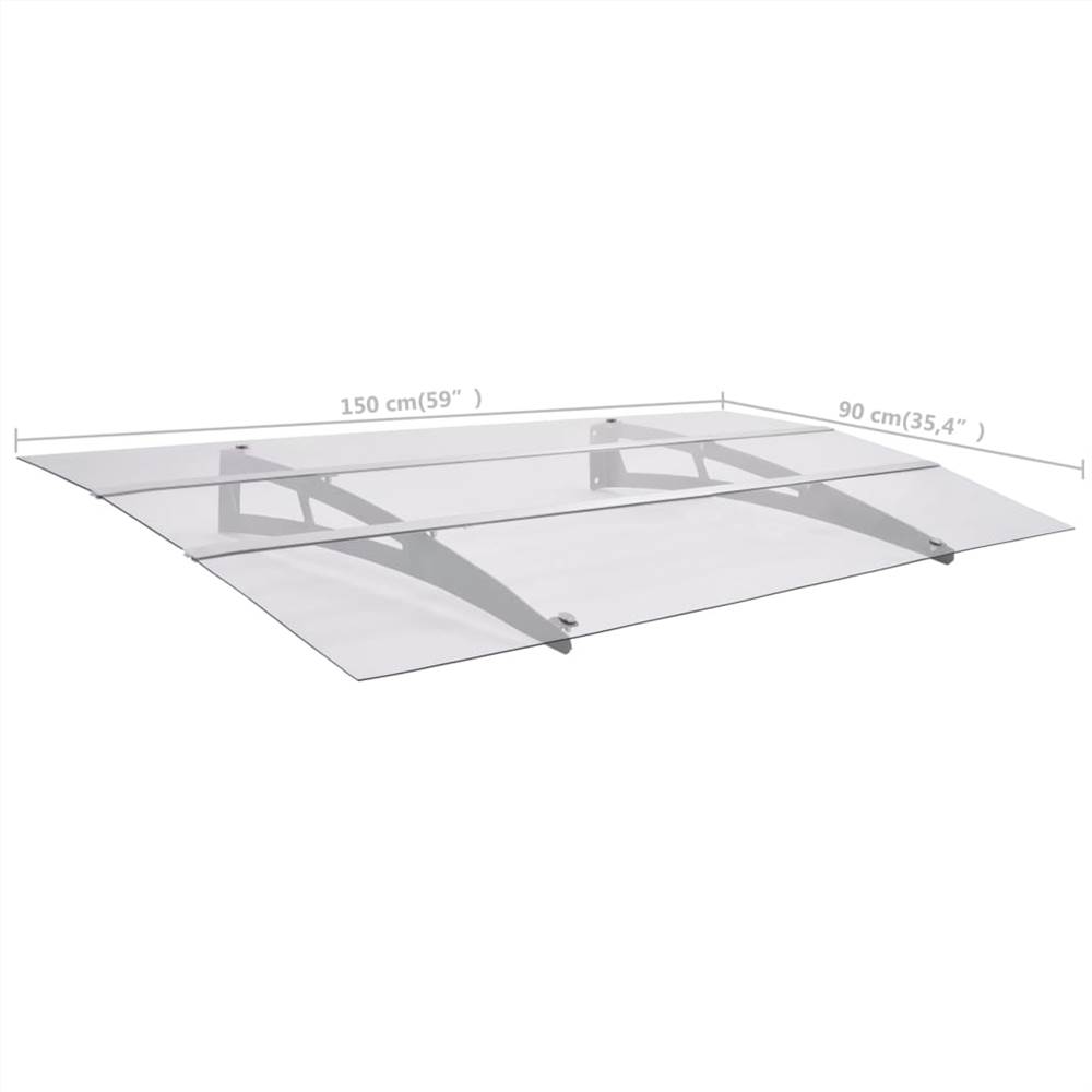 Door Canopy Silver and Transparent 150x90 cm Polycarbonate