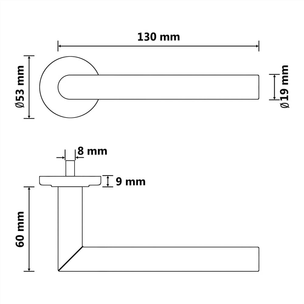 Door Handle Set with WC Lock Stainless Steel