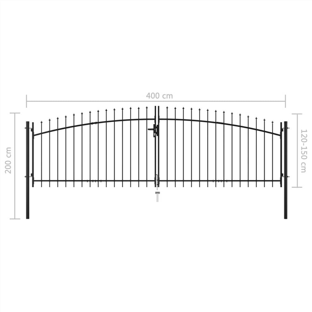 Double Door Fence Gate with Spear Top 400x200 cm