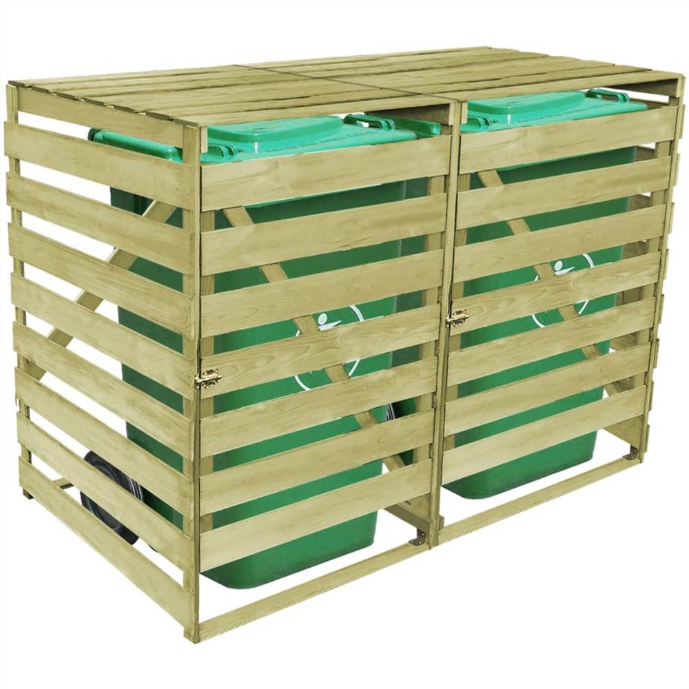 Double Wheelie Bin Shed 240 L Impregnated Wood