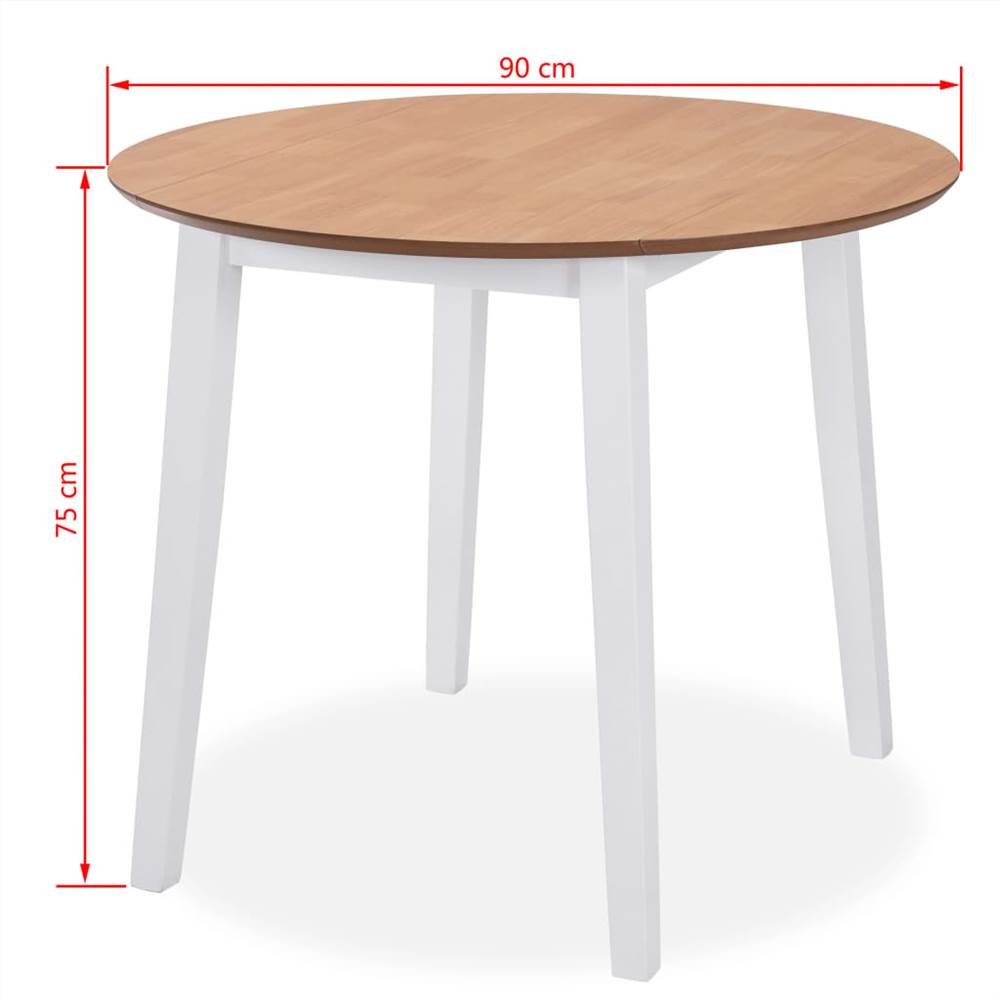 Drop-leaf Dining Table Round MDF White