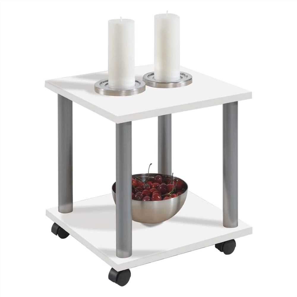 

FMD Side Table with Swivel Wheels White