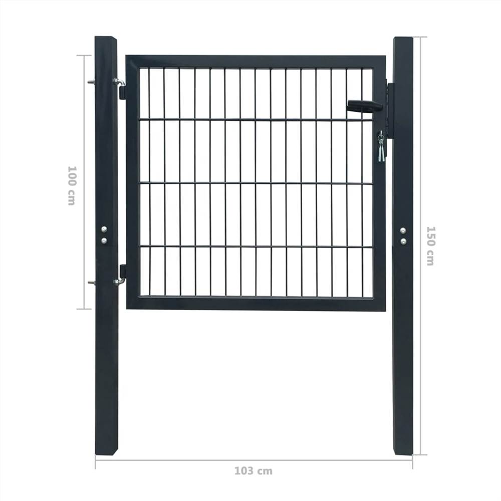 Fence Gate Steel Anthracite 103x150 cm