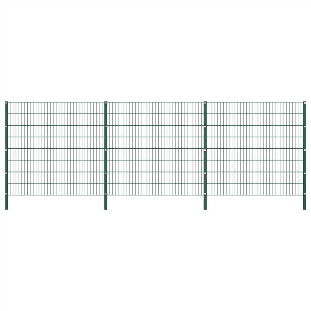 

Fence Panel with Posts Iron 5.1x1.6 m Green