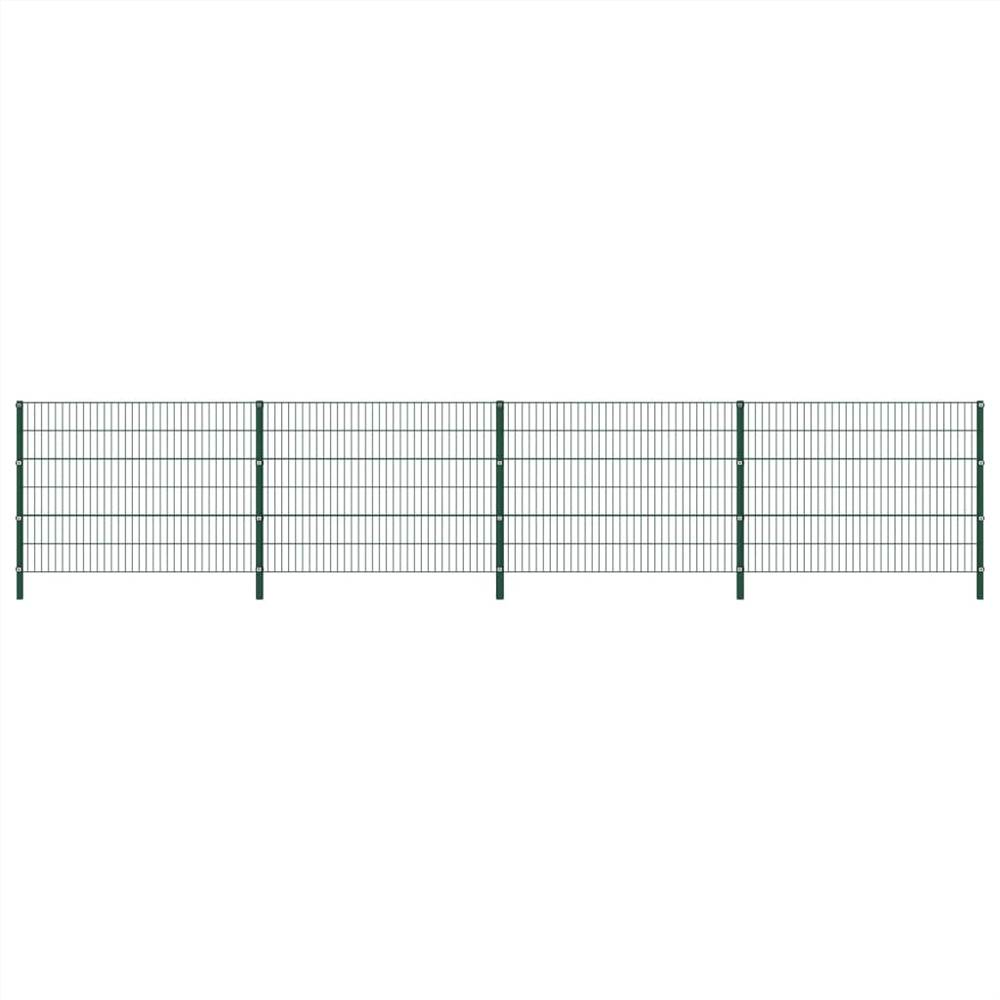 

Fence Panel with Posts Iron 6.8x1.2 m Green