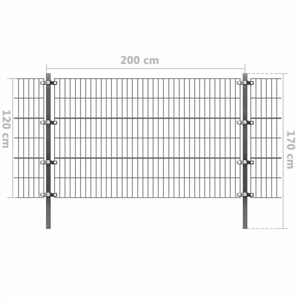 Fence Panel with Posts Powder-coated Iron 6x1.2 m Anthracite
