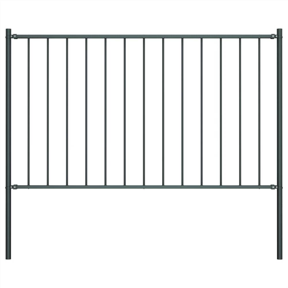 

Fence Panel with Posts Powder-coated Steel 1.7x0.75 m Anthracite