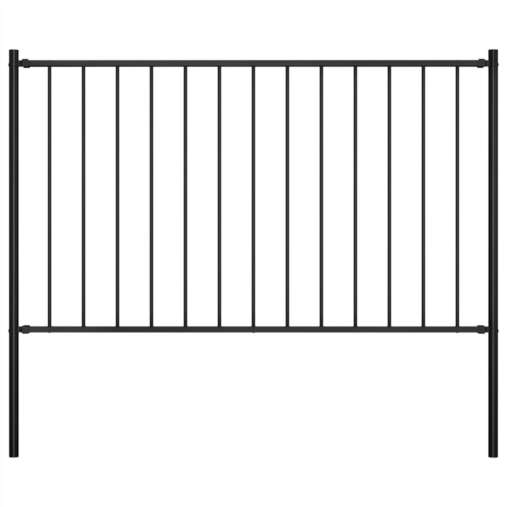 

Fence Panel with Posts Powder-coated Steel 1.7x1 m Black