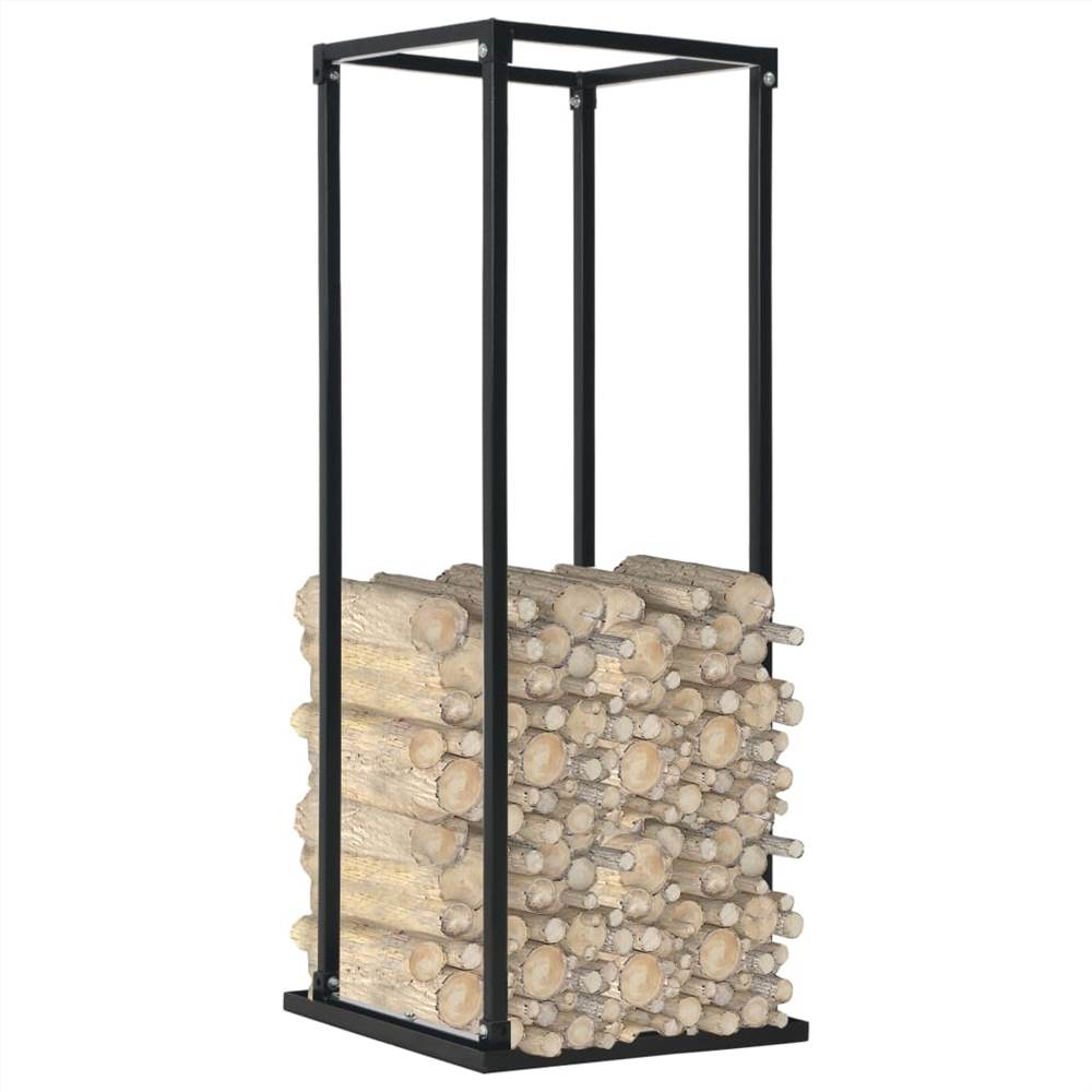 Firewood Rack with Base Black 37x37x113 cm Steel