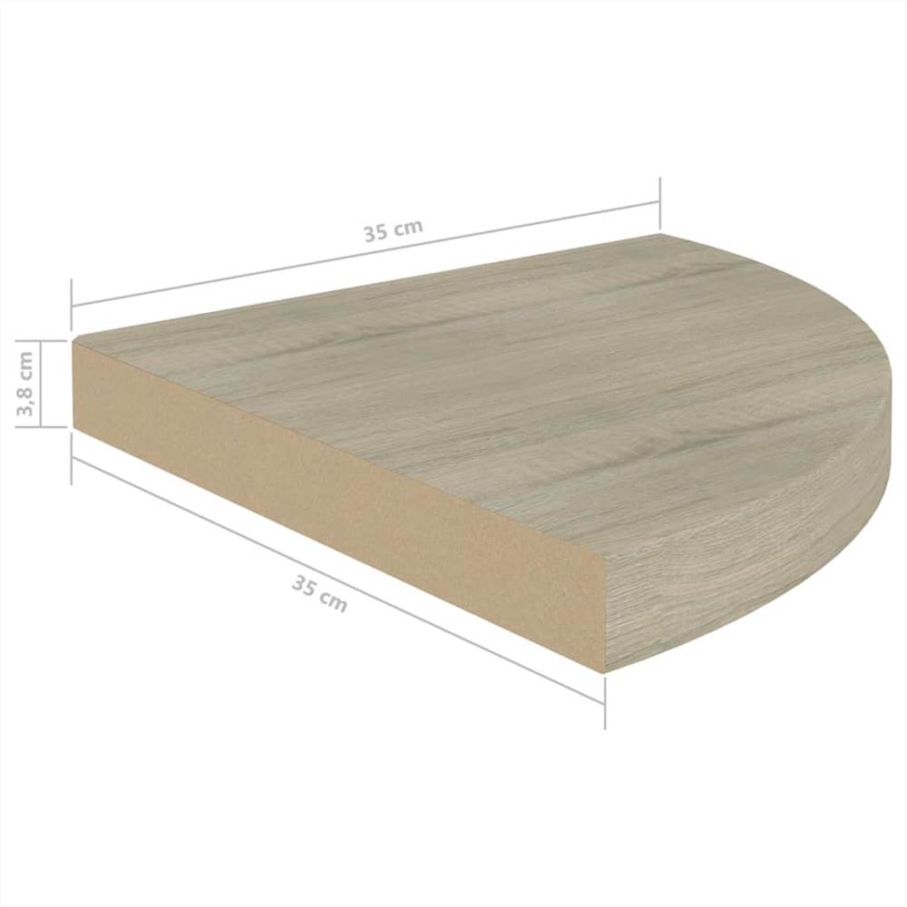 Floating Corner Shelves 2 pcs Oak 35x35x3.8 cm MDF