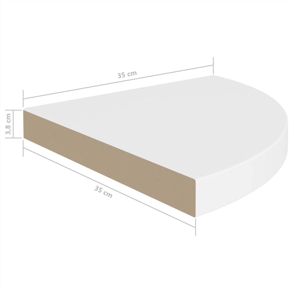 Floating Corner Shelves 2 pcs White 35x35x3.8 cm MDF