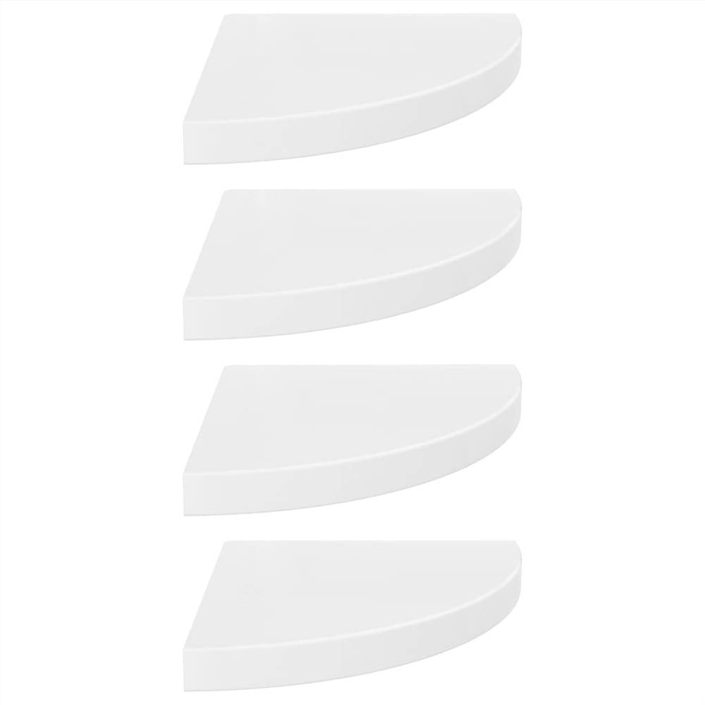 Floating Corner Shelves 4 pcs High Gloss White 35x35x3.8 cm MDF
