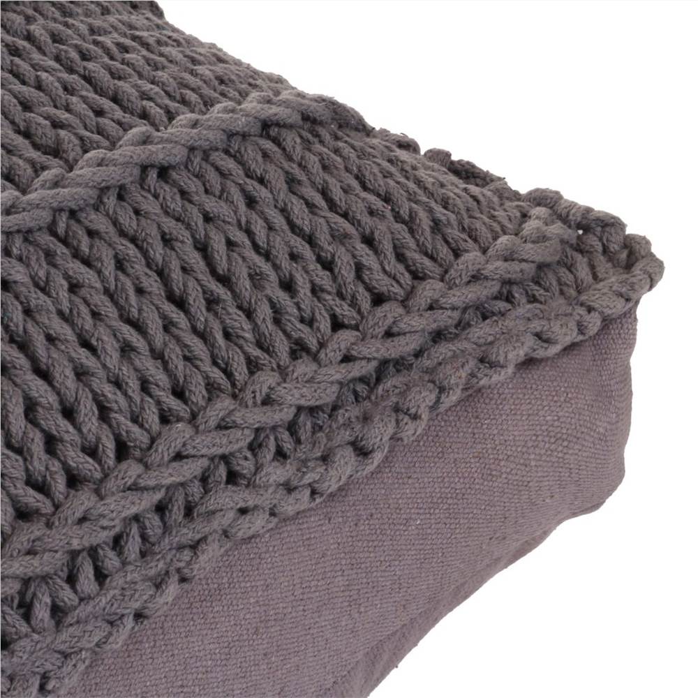 Floor Cushion Square Knitted Cotton 60x60 cm Grey