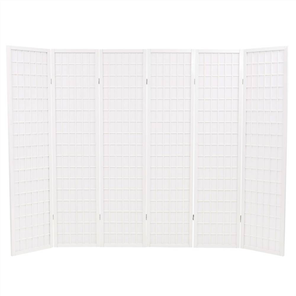 Folding 6-Panel Room Divider Japanese Style 240x170 cm White