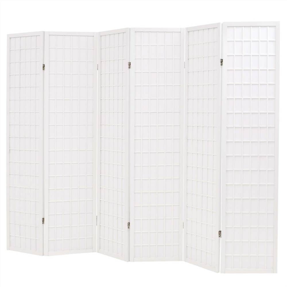 Folding 6-Panel Room Divider Japanese Style 240x170 cm White