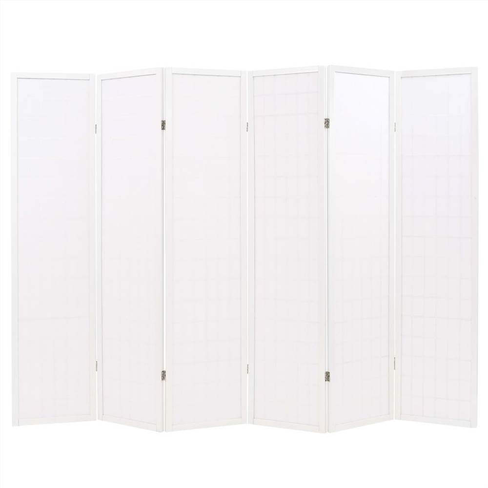Folding 6-Panel Room Divider Japanese Style 240x170 cm White