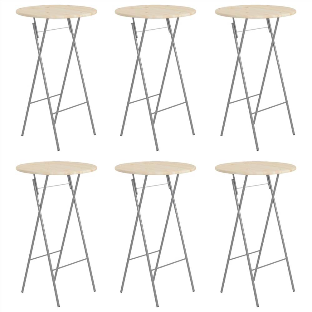 

Folding Bar Tables 6 pcs 60x113 cm Steel and Natural Pinewood