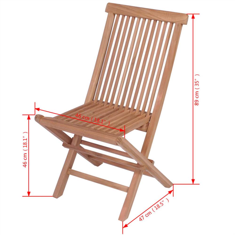 Folding Garden Chairs 2 pcs Solid Teak Wood