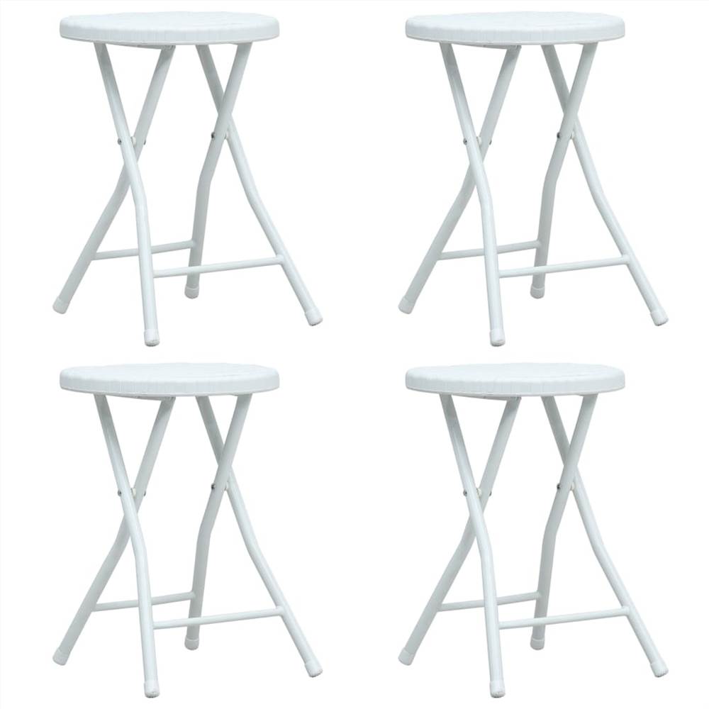 

Folding Garden Stools 4 pcs White HDPE Rattan Look