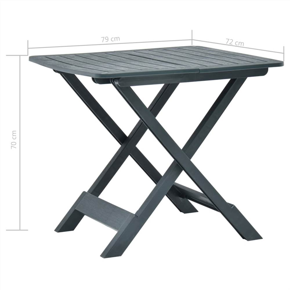 Folding Garden Table Green 79x72x70 cm Plastic