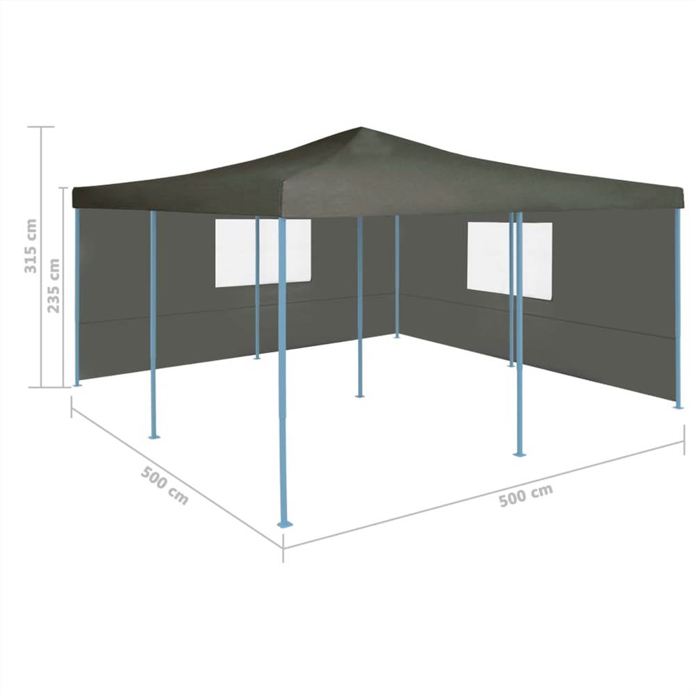 Folding Gazebo with 2 Sidewalls 5x5 m Anthracite