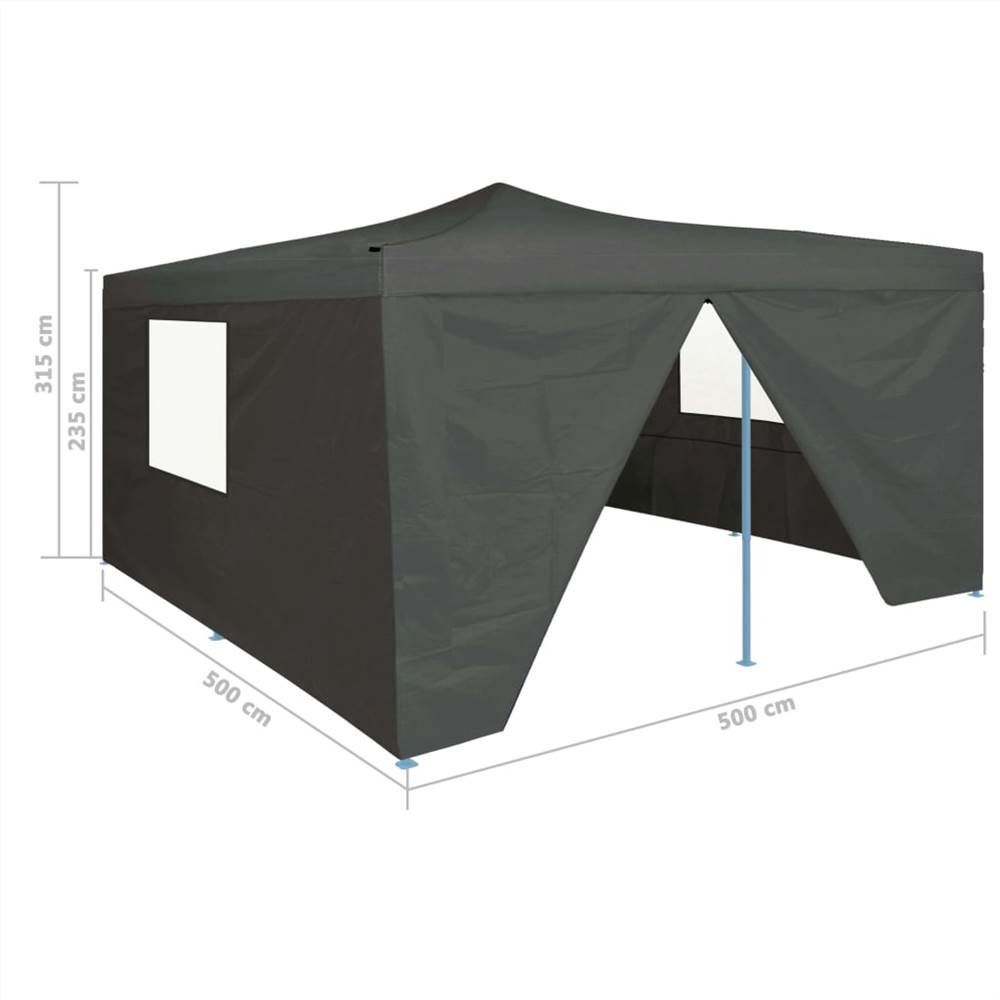 Folding Gazebo with 4 Sidewalls 5x5 m Anthracite