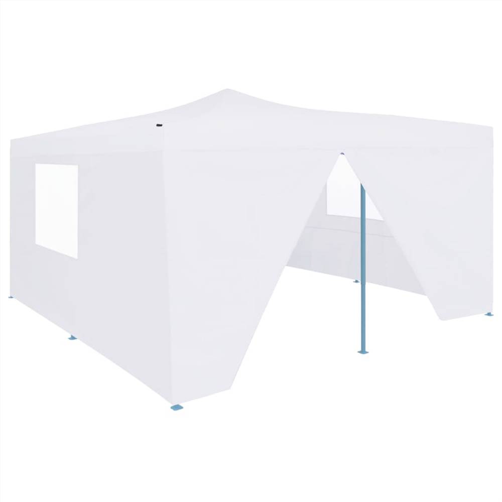 Folding Gazebo with 4 Sidewalls 5x5 m White