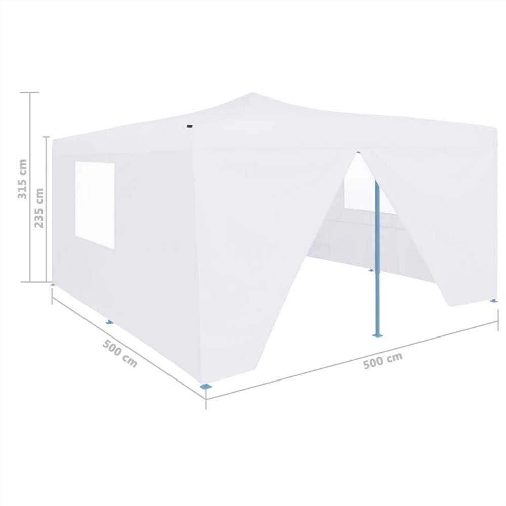 Folding Gazebo with 4 Sidewalls 5x5 m White