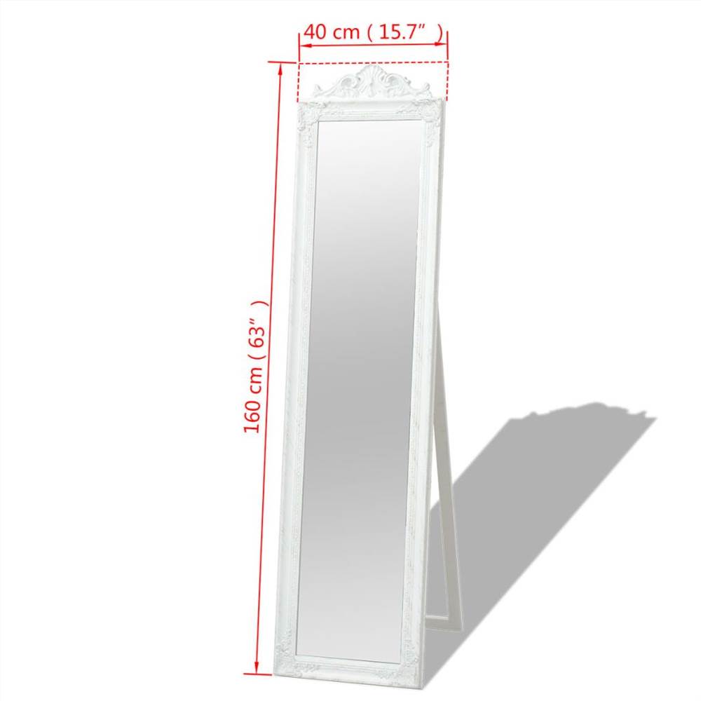 Free-Standing Mirror Baroque Style 160x40 cm White