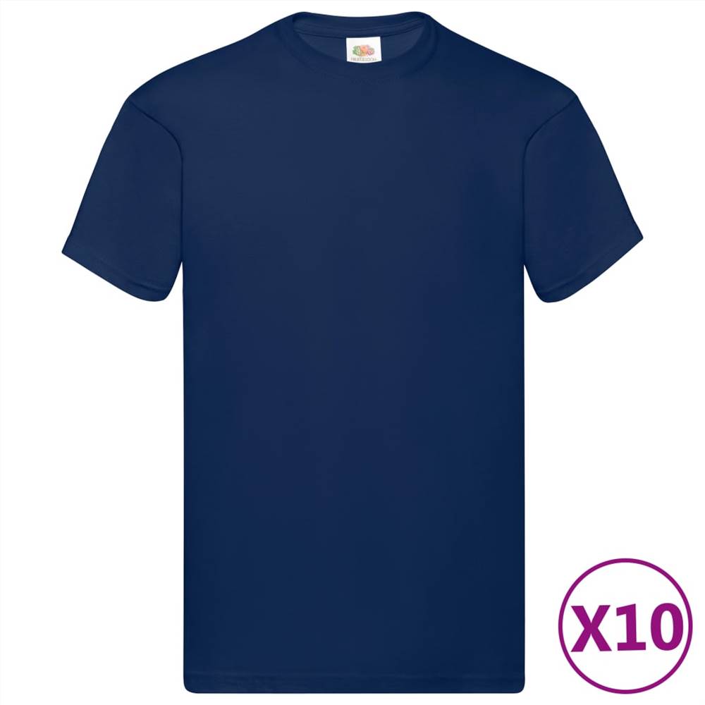 Magliette Originali Fruit Of The Loom 10 Pezzi In Cotone Blu Navy XL