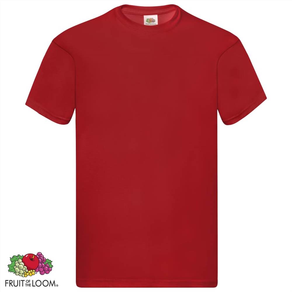 Fruit of the Loom Original T-shirts 5 pcs Red 3XL Cotton
