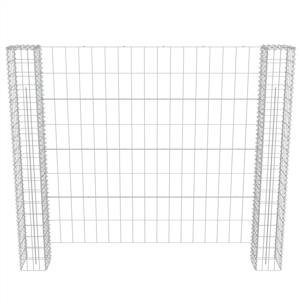 Gabion Fence with 2 Posts Galvanised Steel and PVC 180x180 cm