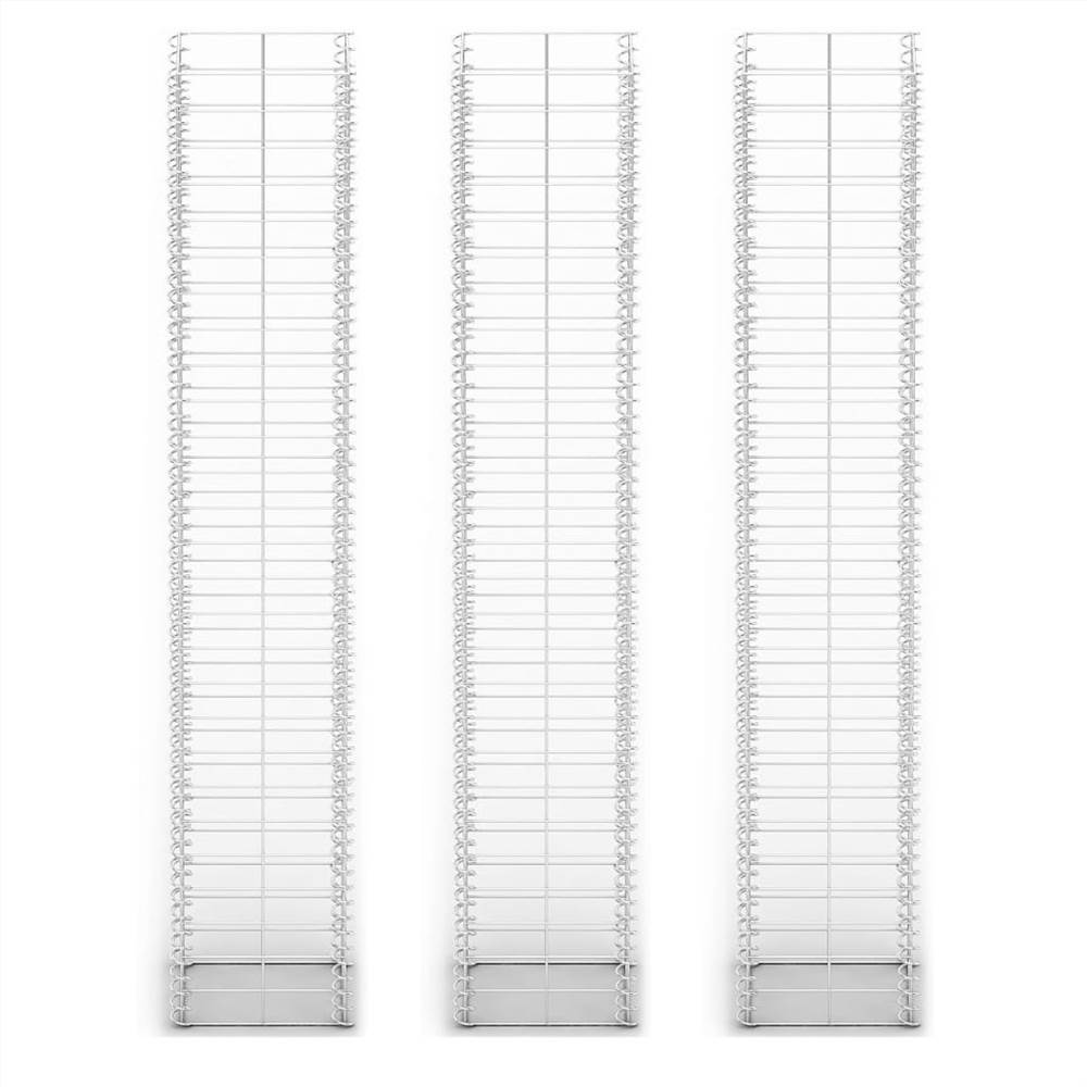 Gabion Set 3 Pcs Galvanised Wire 25 X 25 X 150 Cm 8 Gabion Set 3 pcs Galvanised Wire 25 x 25 x 150 cm