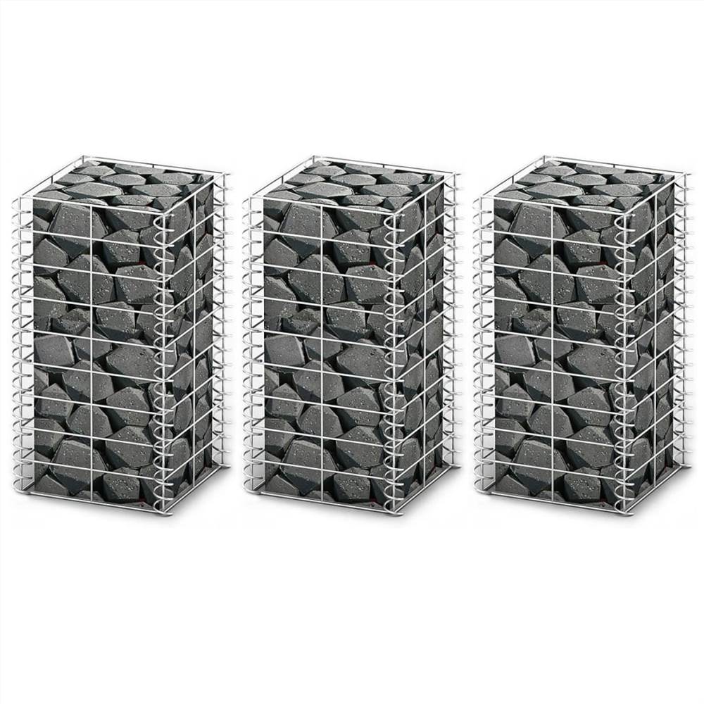 

Gabion Set 3 pcs Galvanised Wire 25 x 25 x 50 cm