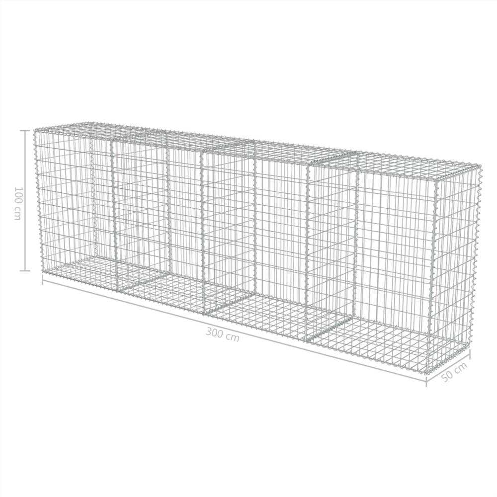 Gabion Wall with Covers Galvanised Steel 300x50x100 cm