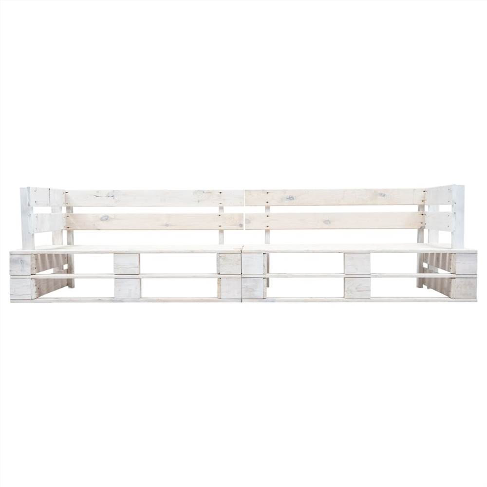 Garden 2-Seater Sofa Pallets White Wood