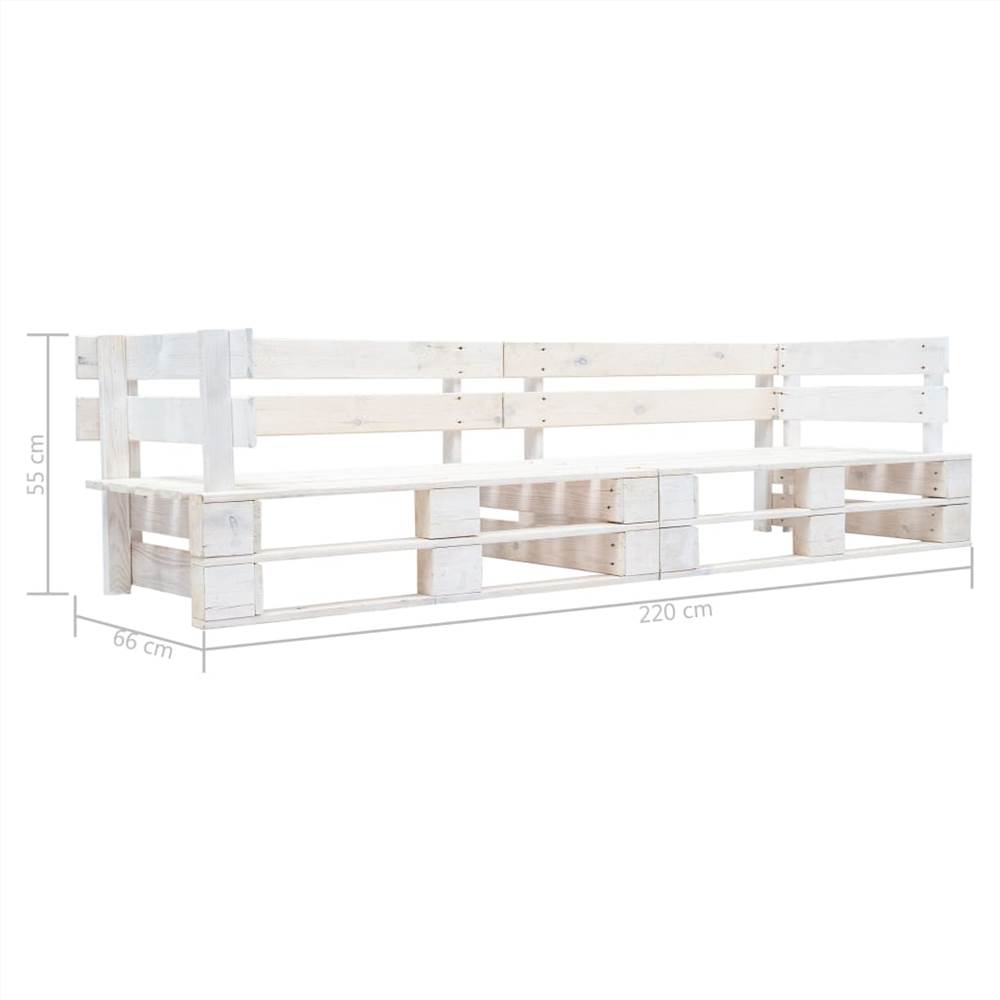 Garden 2-Seater Sofa Pallets White Wood