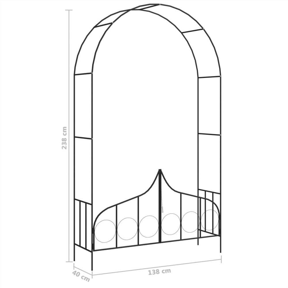 Garden Arch with Gate Black 138x40x238 cm Iron