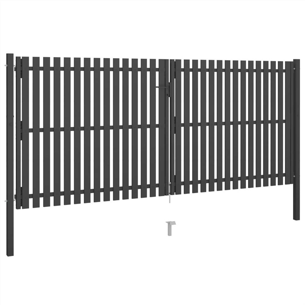Garden Fence Gate Steel 4x2 m Anthracite